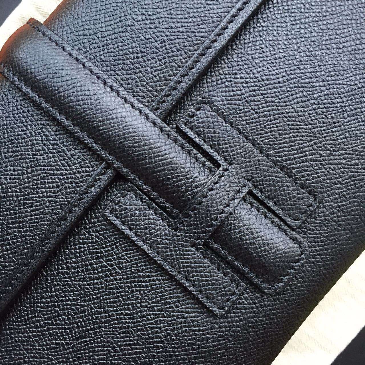 Hermes Black Epsom Jige Elan 29 Clutch Bag