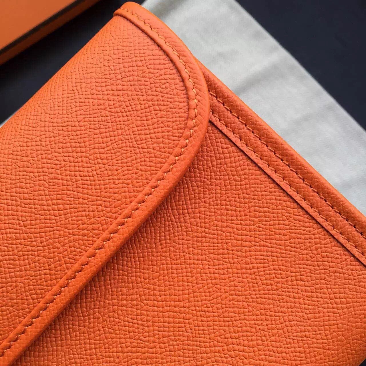 Hermes Orange Epsom Jige Elan 29 Clutch Bag