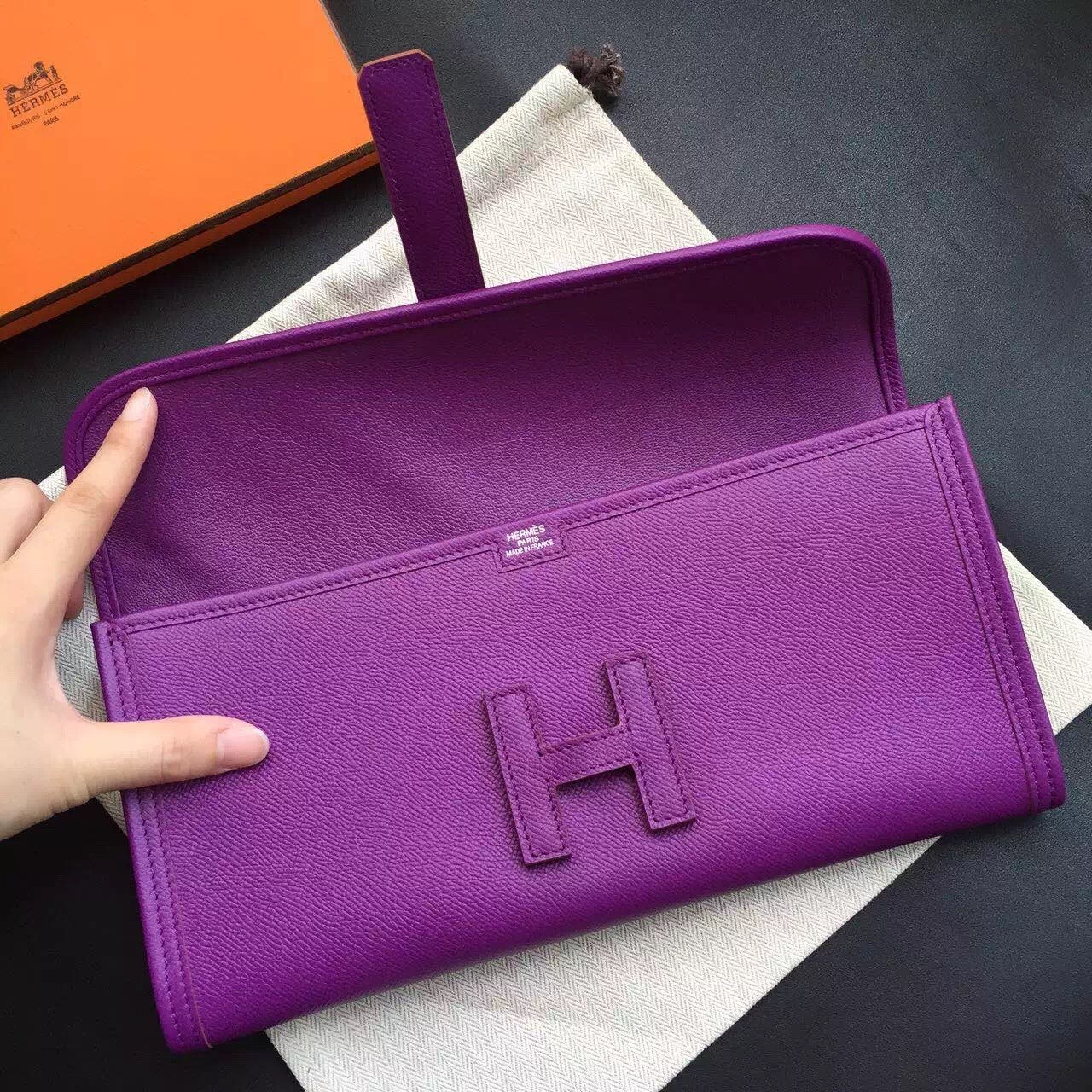 Hermes Cyclamen Epsom Jige Elan 29 Clutch Bag