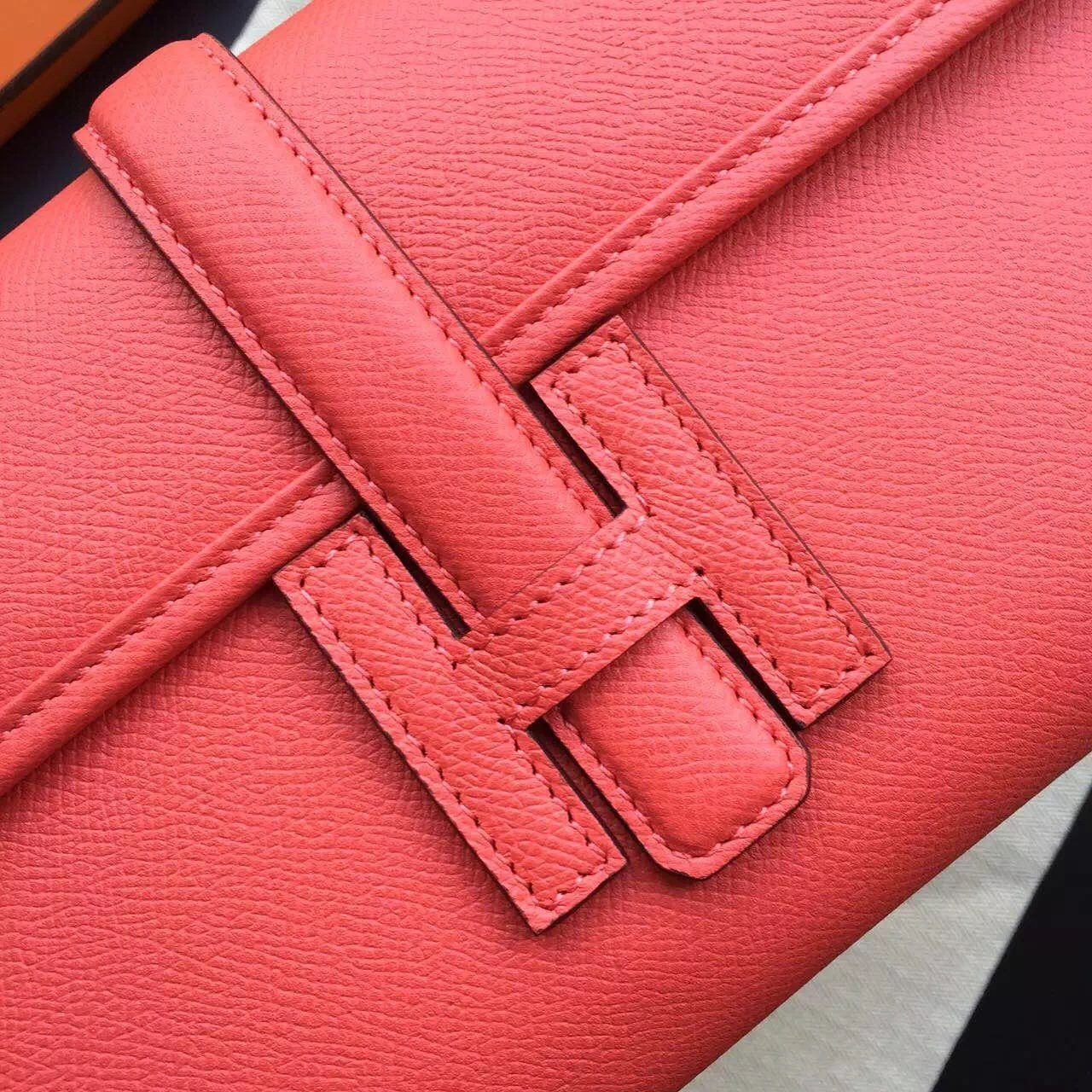 Hermes Rouge Pivoine Epsom Jige Elan 29 Clutch Bag