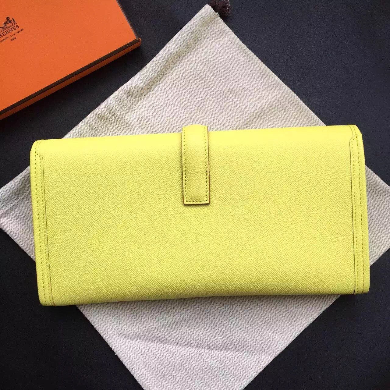 Hermes Yellow Epsom Jige Elan 29 Clutch Bag