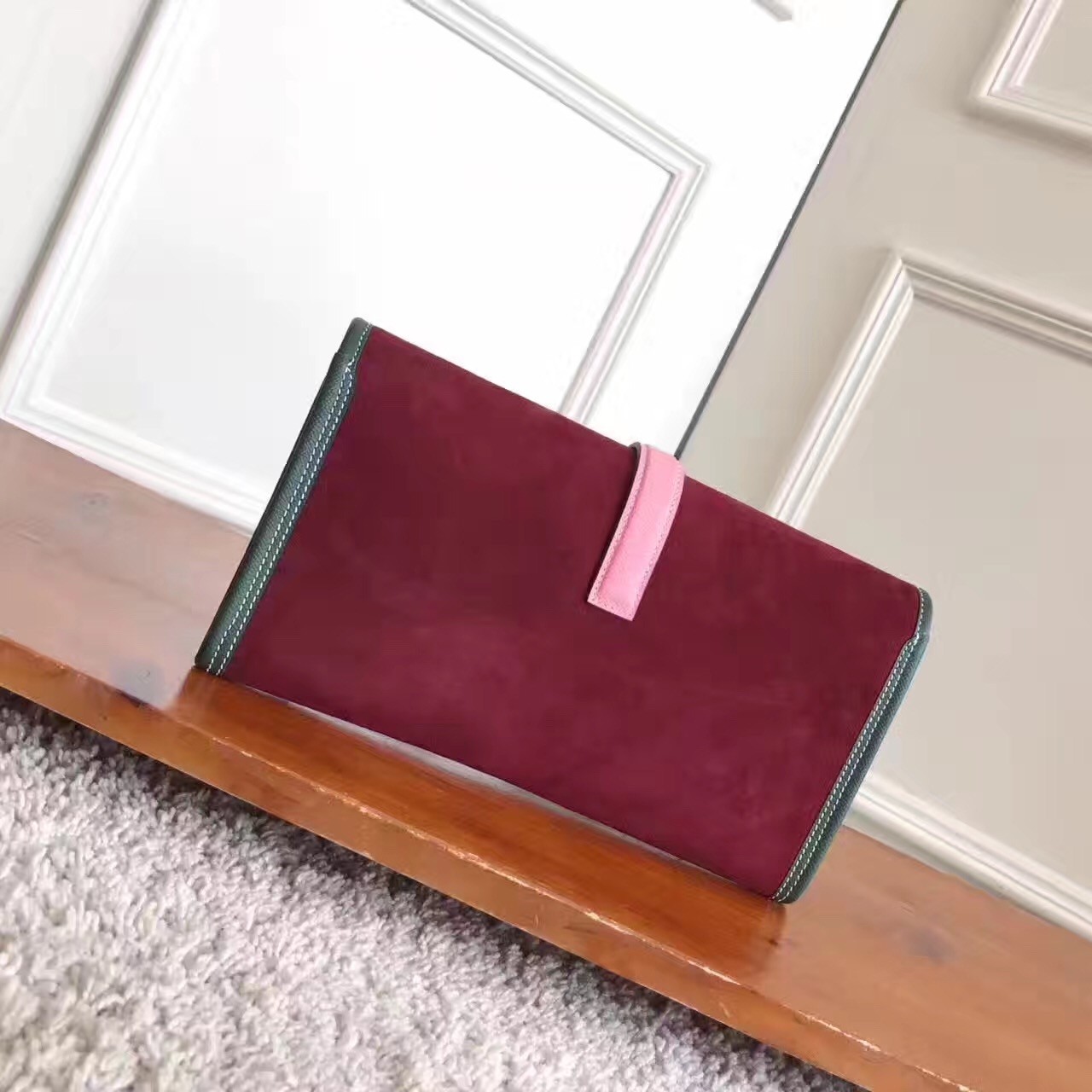 Hermes Bordeaux Suede Jige Elan 29 Clutch Bag