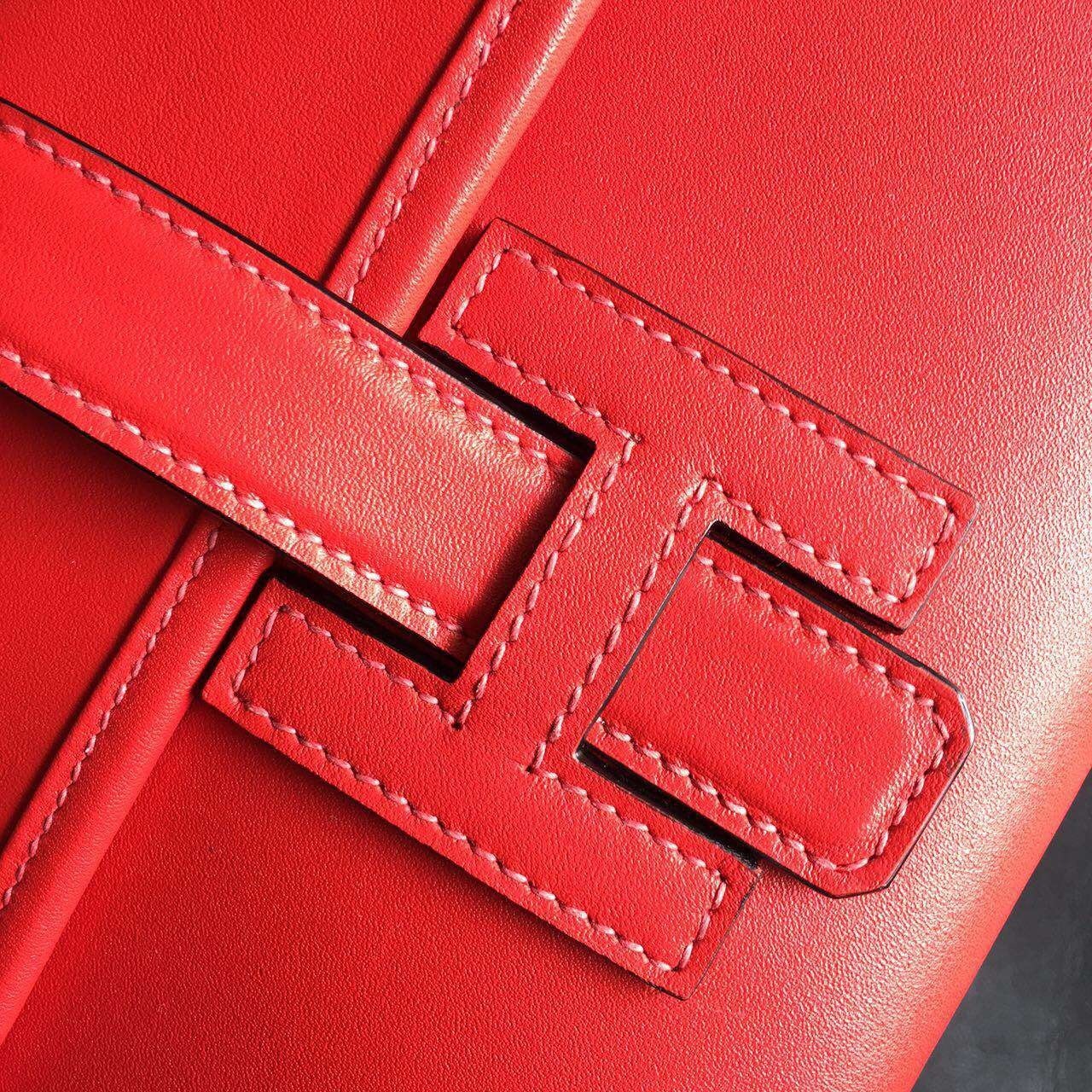 Hermes Red Swift Jige Elan 29 Clutch