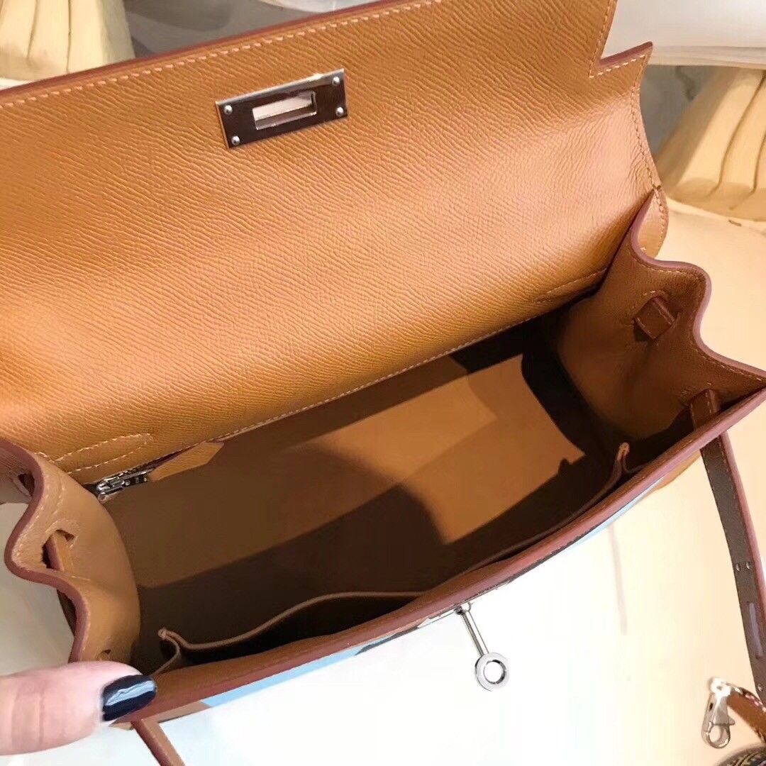 Hermes Multicolor Stripes Kelly 28cm Brown Bag