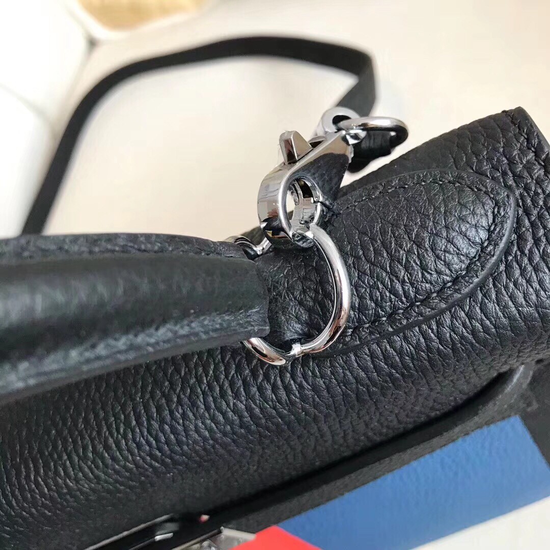 Hermes Multicolor Blocks Kelly 28cm Black Bag