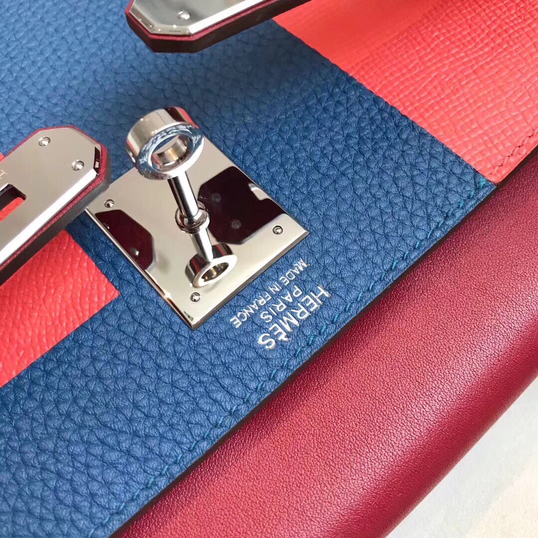 Hermes Multicolor Blocks Kelly 28cm Ruby Bag