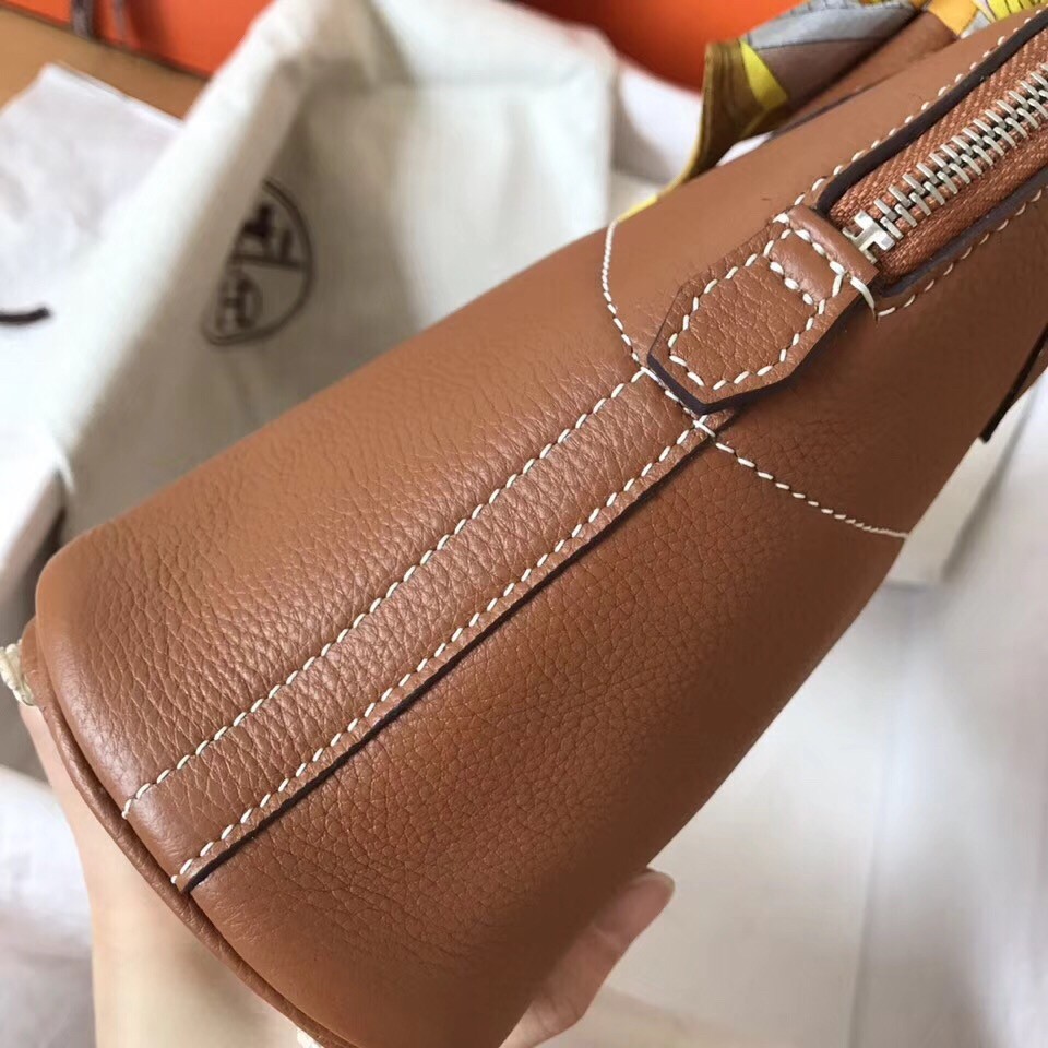 Hermes Gold Clemence Bolide 27cm Handmade Bag