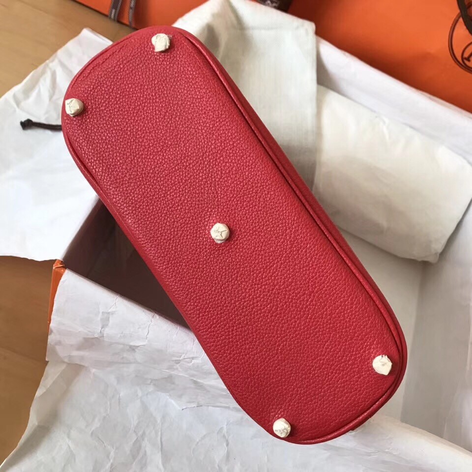 Hermes Red Clemence Bolide 27cm Handmade Bag