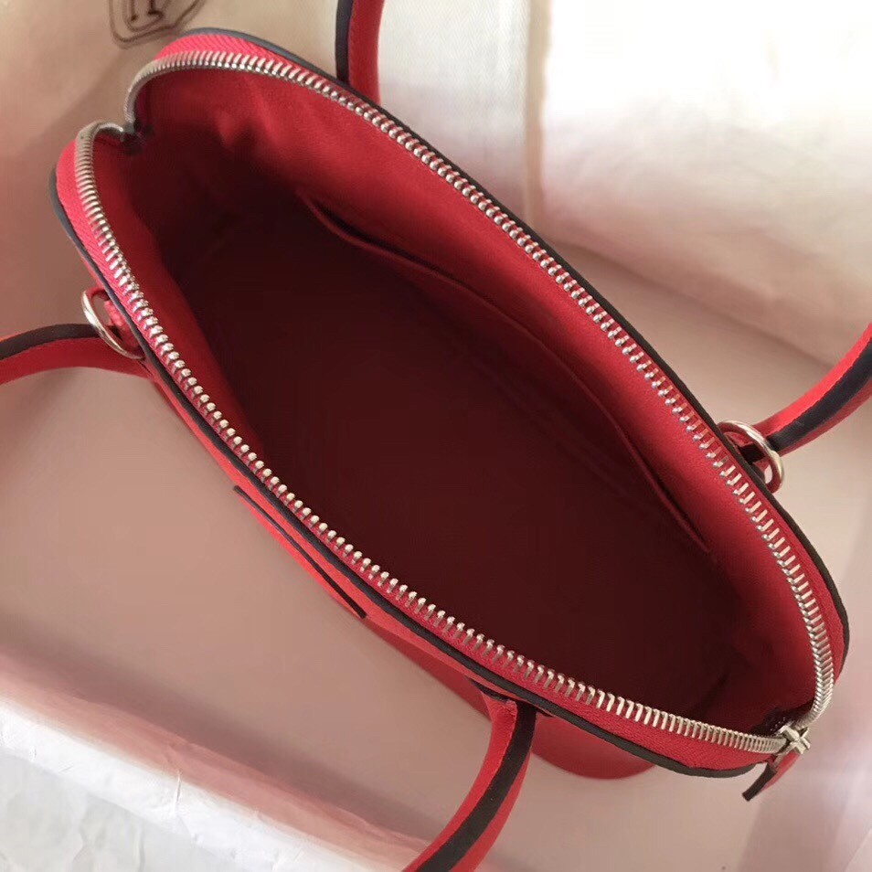 Hermes Red Clemence Bolide 27cm Handmade Bag