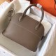 Hermes Taupe Clemence Bolide 27cm Handmade Bag