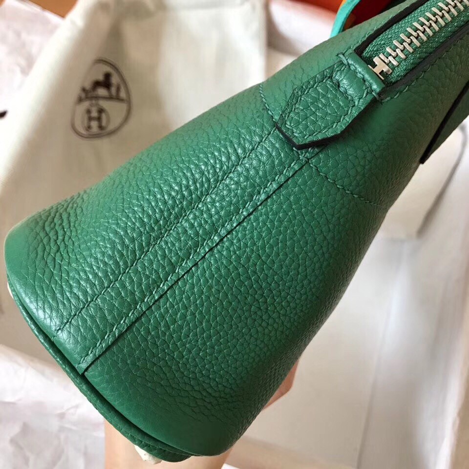 Hermes Vert Vertigo Clemence Bolide 27cm Handmade Bag