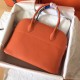 Hermes Orange Clemence Bolide 35cm Handmade Bag