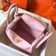 Hermes Rose Dragee Lindy 26cm Clemence Handmade Bag