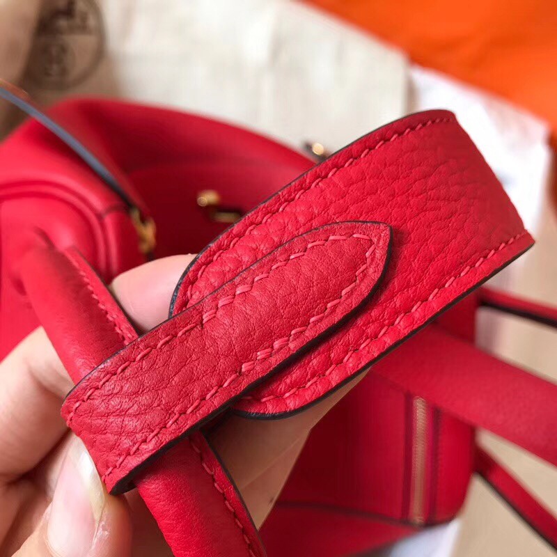 Hermes Red Lindy 26cm Clemence Handmade Bag