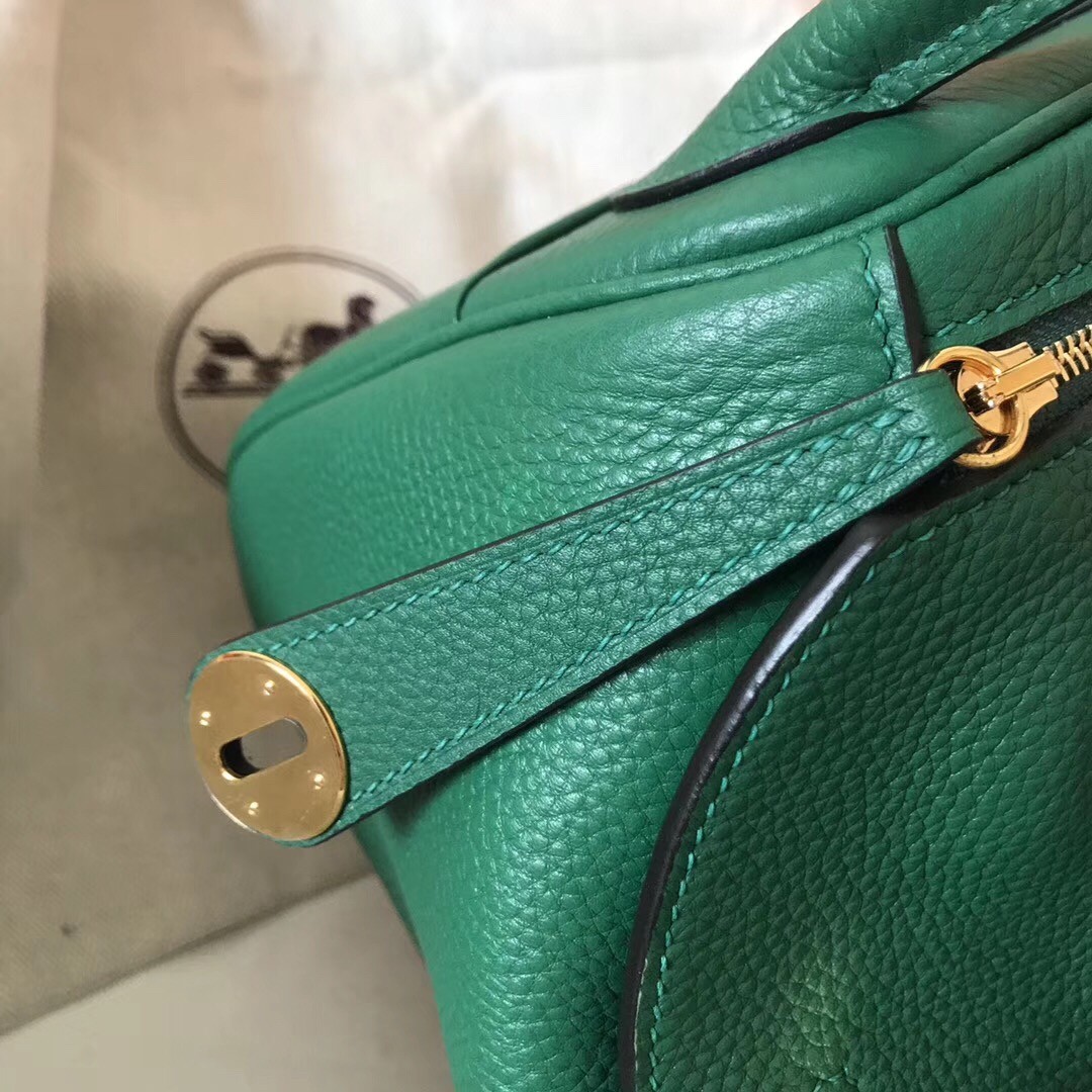 Hermes Vert Vertigo Lindy 26cm Clemence Handmade Bag