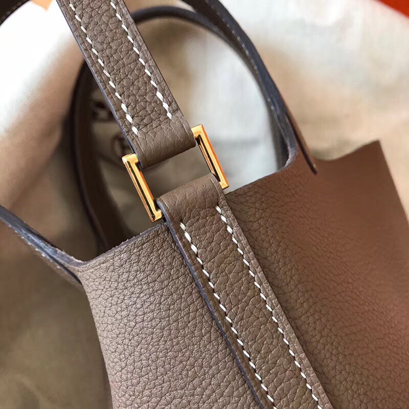 Hermes Taupe Picotin Lock PM 18cm Handmade Bag