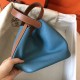 Hermes Bicolor Picotin Lock PM 18cm Blue Jean Bag