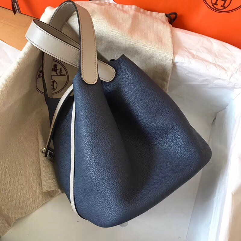 Hermes Bicolor Picotin Lock PM 18cm Sapphire Bag