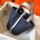 Hermes Bicolor Picotin Lock PM 18cm Sapphire Bag