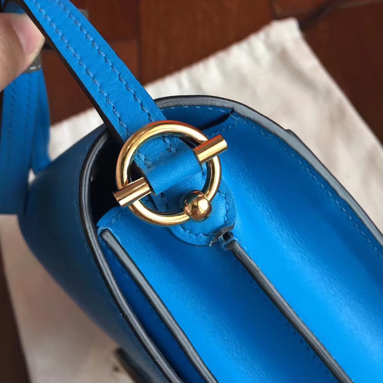 Hermes Mini Sac Roulis Bag In Blue Hydra Swift Leather