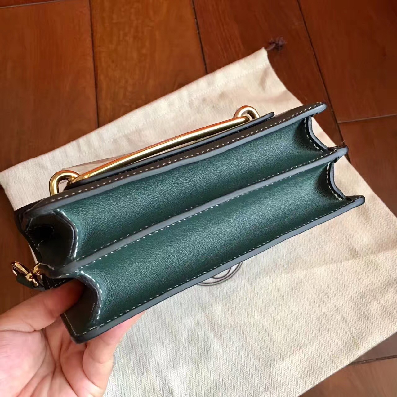 Hermes Mini Sac Roulis Bag In Green Swift Leather