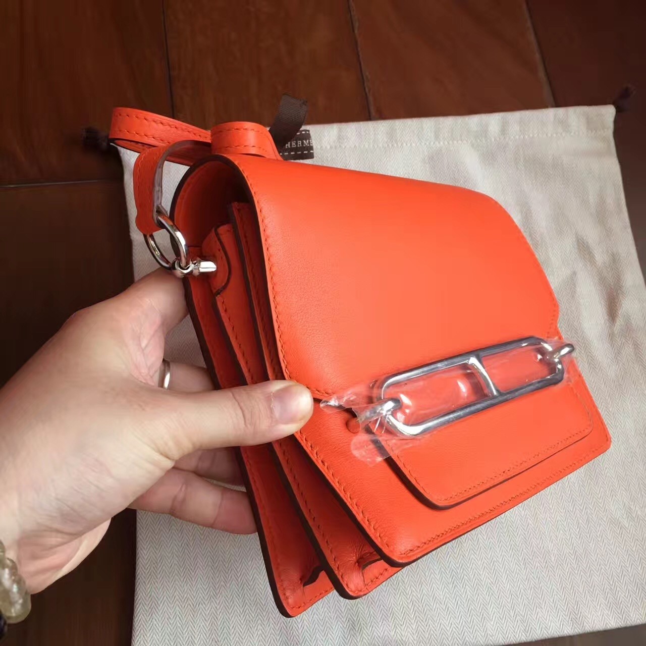 Hermes Mini Sac Roulis Bag In Orange Swift Leather