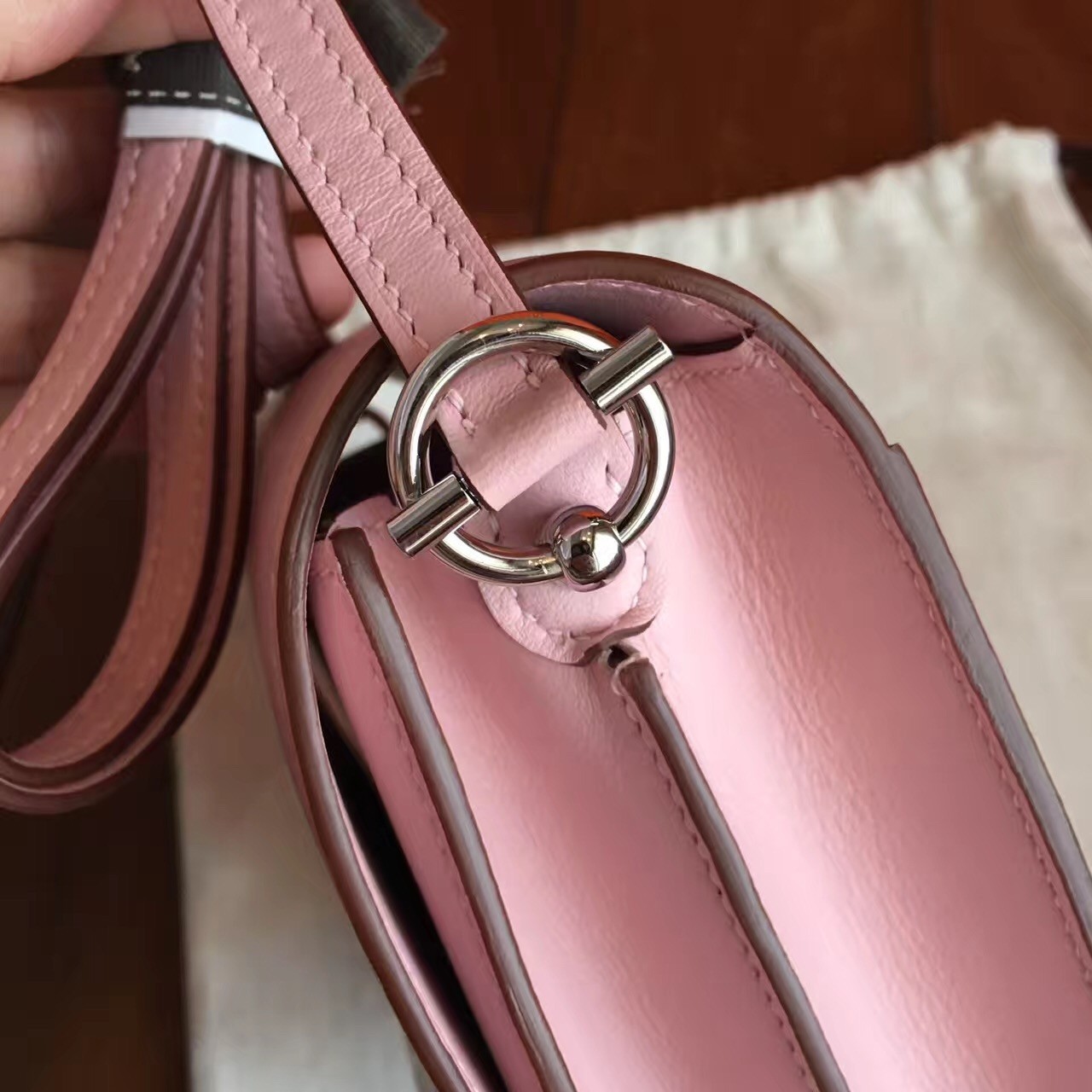 Hermes Mini Sac Roulis Bag In Rose Dragee Swift Leather