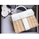 Hermes White Picnic Kelly Mini 20cm Wicker Bag