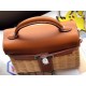 Hermes Brown Picnic Kelly Mini 20cm Wicker Bag