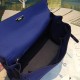 Hermes Blue Clemence Kelly 35cm Handmade Bag