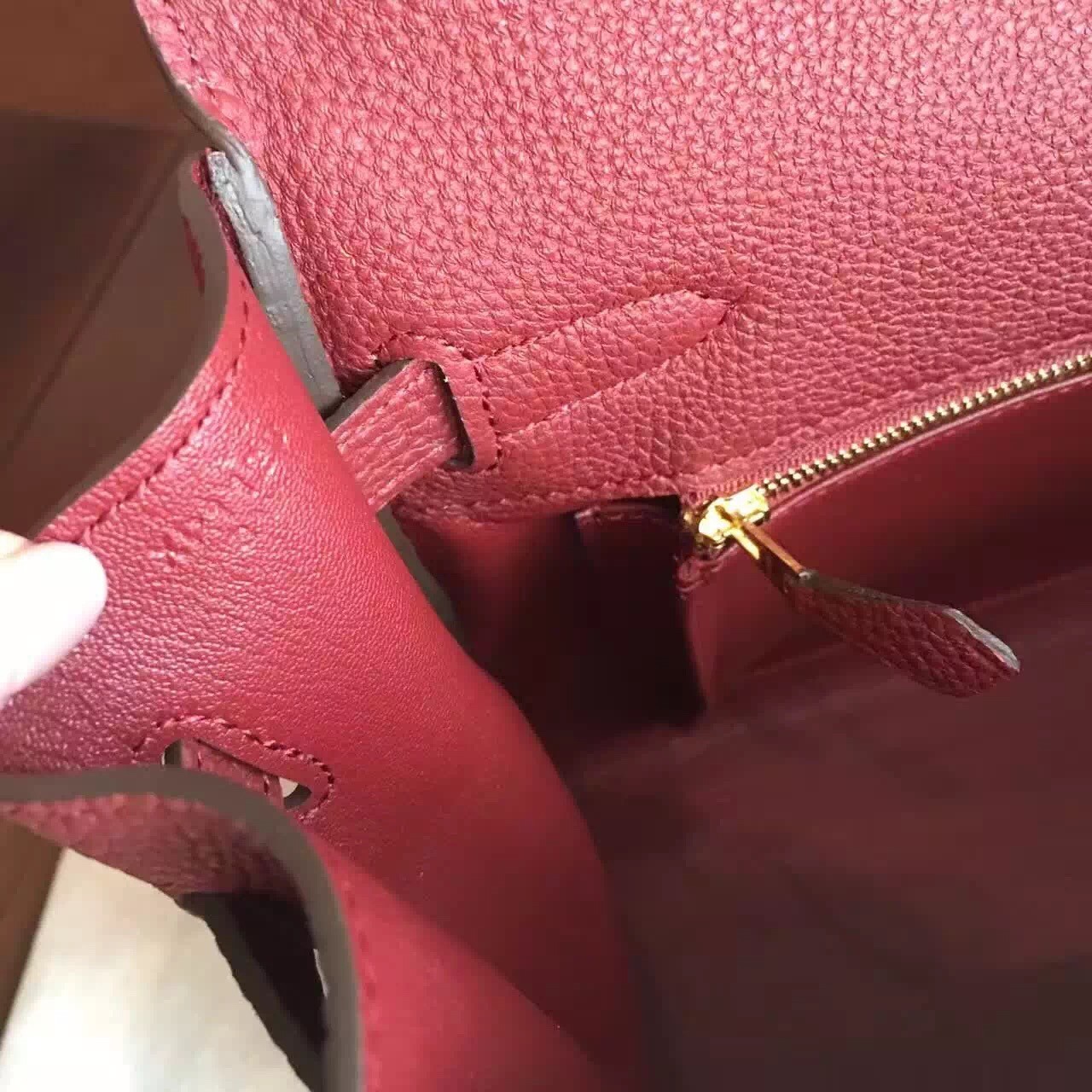 Hermes Bordeaux Clemence Kelly 35cm Handmade Bag