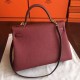 Hermes Bordeaux Clemence Kelly 35cm Handmade Bag