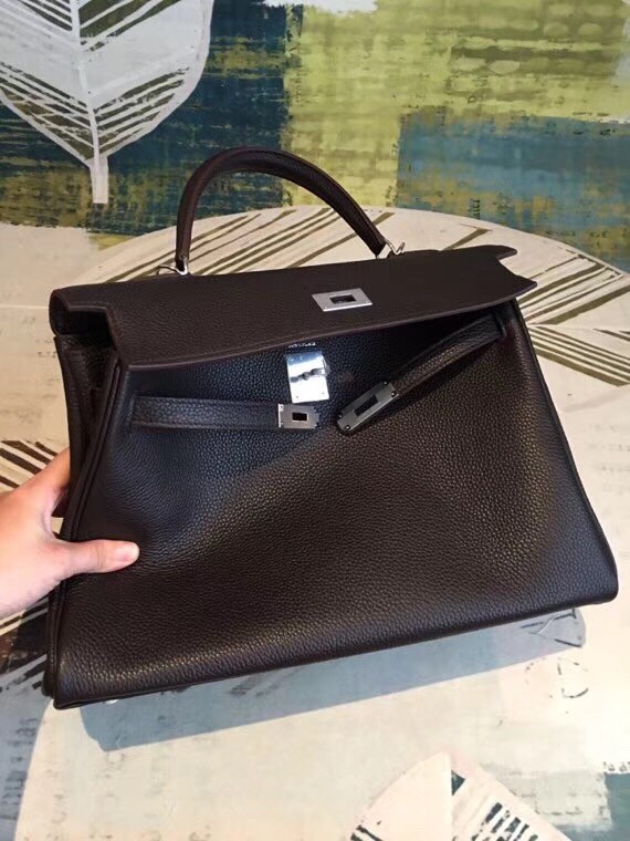 Hermes Cafe Clemence Kelly 35cm Handmade Bag