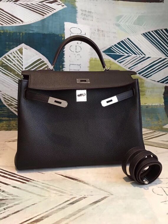 Hermes Cafe Clemence Kelly 35cm Handmade Bag