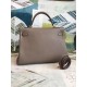 Hermes Taupe Clemence Kelly 35cm Handmade Bag