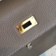 Hermes Taupe Clemence Kelly 35cm Handmade Bag