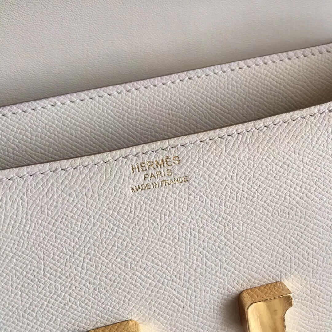 Hermes White Epsom Constance Elan 25cm Bag