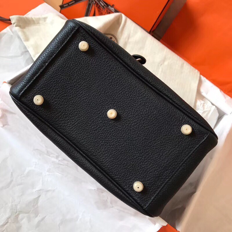 Hermes Black Lindy 30cm Clemence Handmade Bag