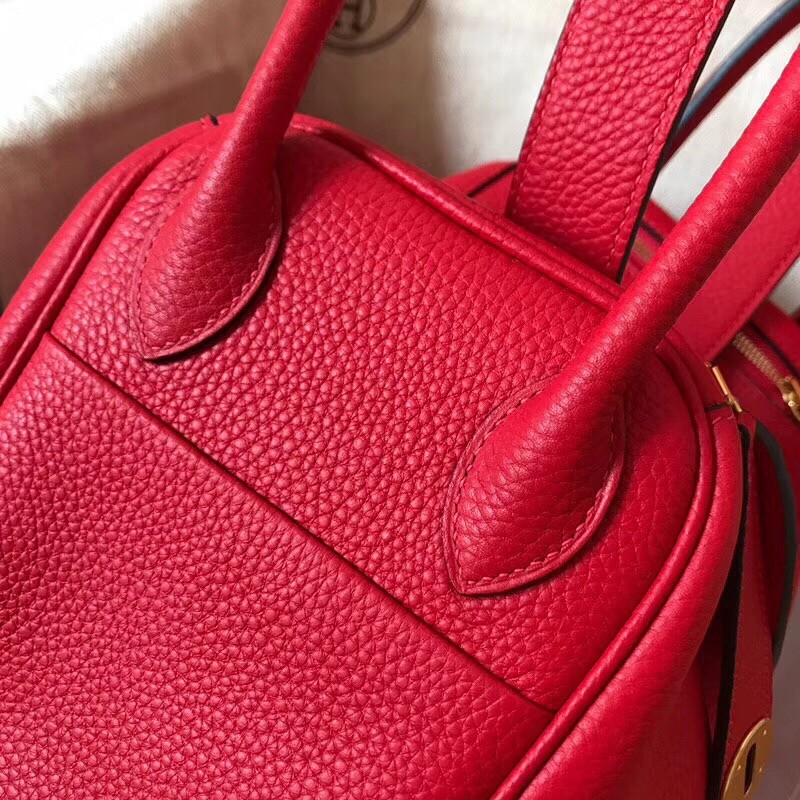 Hermes Red Lindy 30cm Clemence Handmade Bag