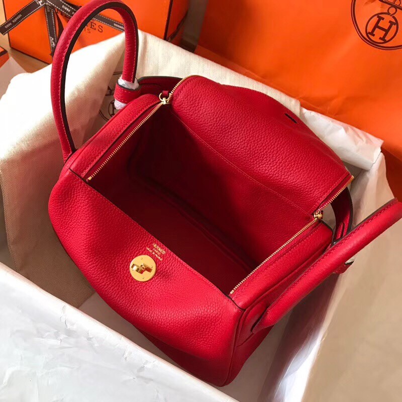 Hermes Red Lindy 30cm Clemence Handmade Bag