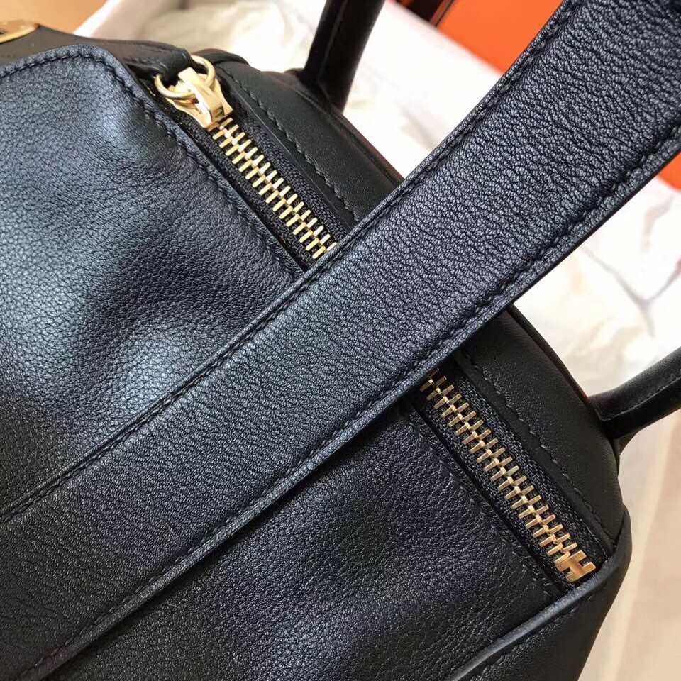 Hermes Black Lindy 30cm Swift Handmade Bag