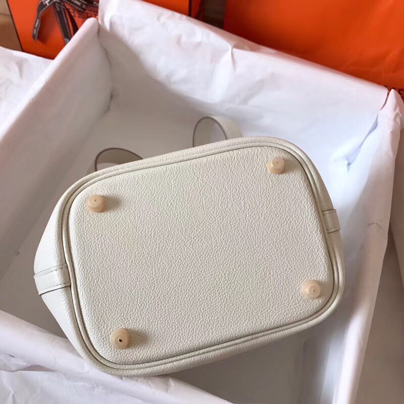 Hermes White Picotin Lock MM 22cm Handmade Bag