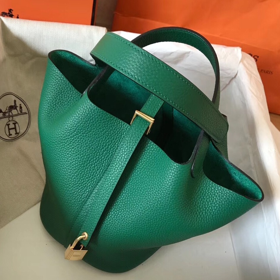 Hermes Vert Vertigo Picotin Lock MM 22cm Handmade Bag