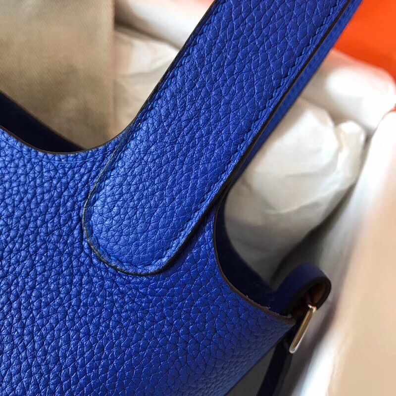 Hermes Blue Electric Picotin Lock MM 22cm Handmade Bag