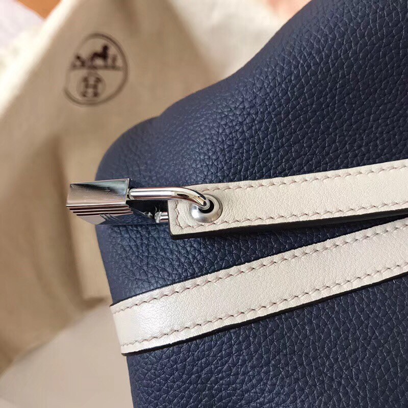 Hermes Bicolor Picotin Lock MM 22cm Sapphire Bag