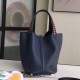 Hermes Navy Blue Picotin Lock 18cm Bag With Braided Handles