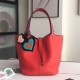 Hermes Red Picotin Lock 22cm Braided Handle Bag