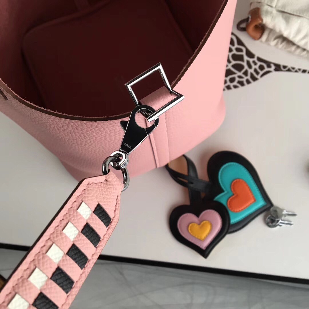 Hermes Pink Picotin Lock 22cm Braided Handle Bag