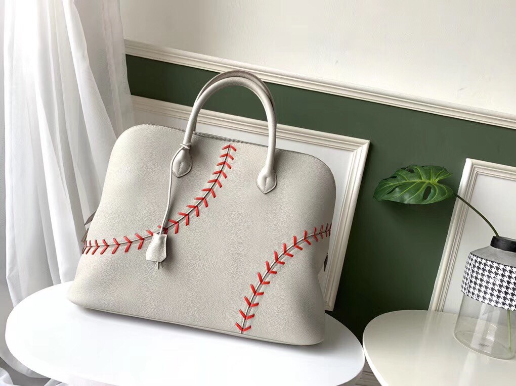 Hermes Gris Perle Bolide 1923 45 Baseball Bag