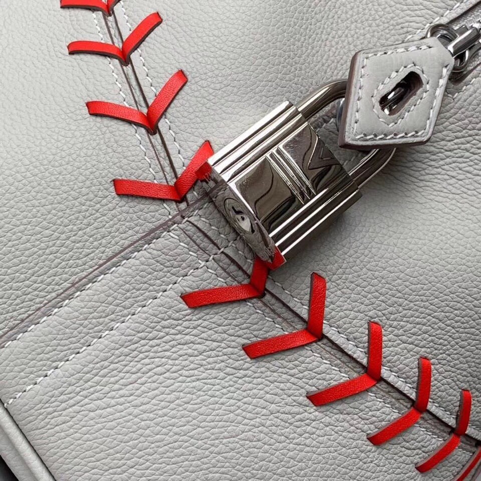 Hermes Gris Perle Bolide 1923 45 Baseball Bag